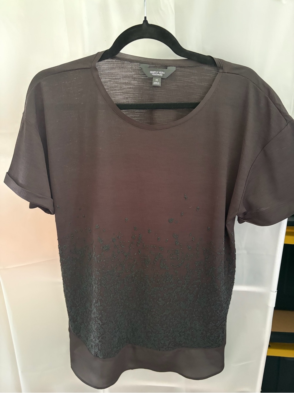 Simply Vera Vera Wang Black Short-Sleeve Embellished Tee